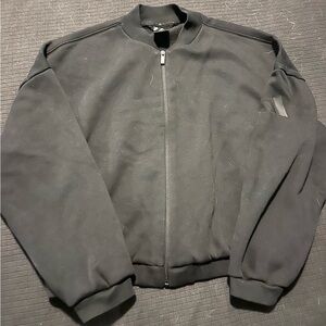 Adidas fleece zip-up bomber jacket in black size medium
